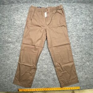 Gap Mens Lightweight Easy Relaxed Taper Pants Brown Cotton Linen Size L NEW